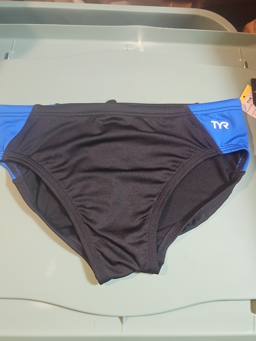 TYR Men’s Hexa Blade Splice Racer Swim Brief: BLACK/BLUE: NEW WITH TAGS: 32 (M)